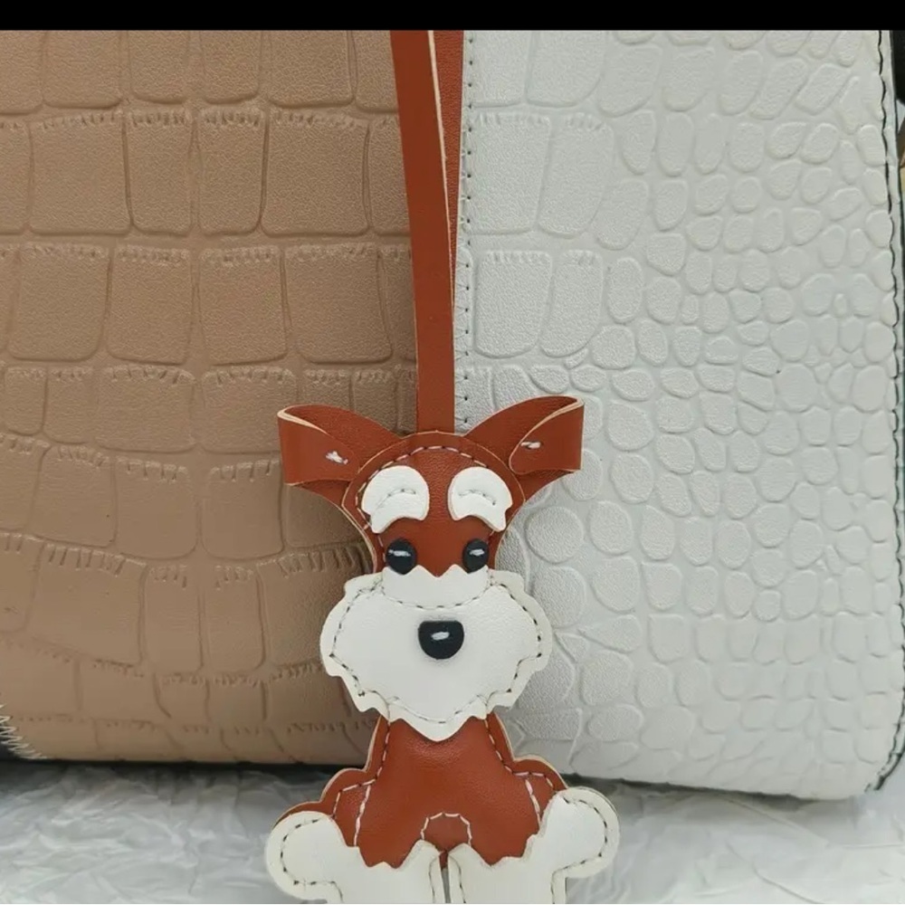 Mini Schnauzer Brown White Purse Bag Charm Dog Charm